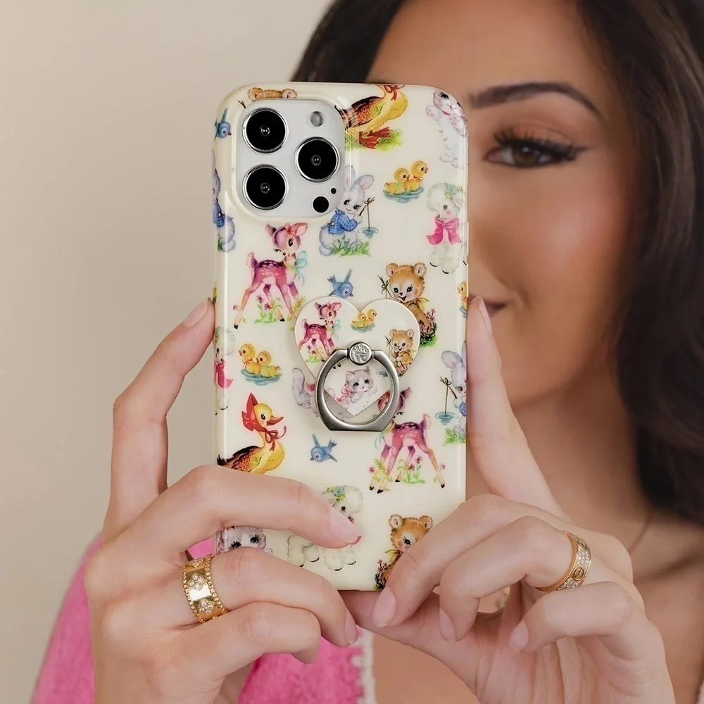 Velvet Caviar Baby Animals iPhone Case for iphone XR and grip ring